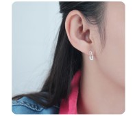 ฺBrooch Shaped CZ Silver Stud Earrings STS-4237